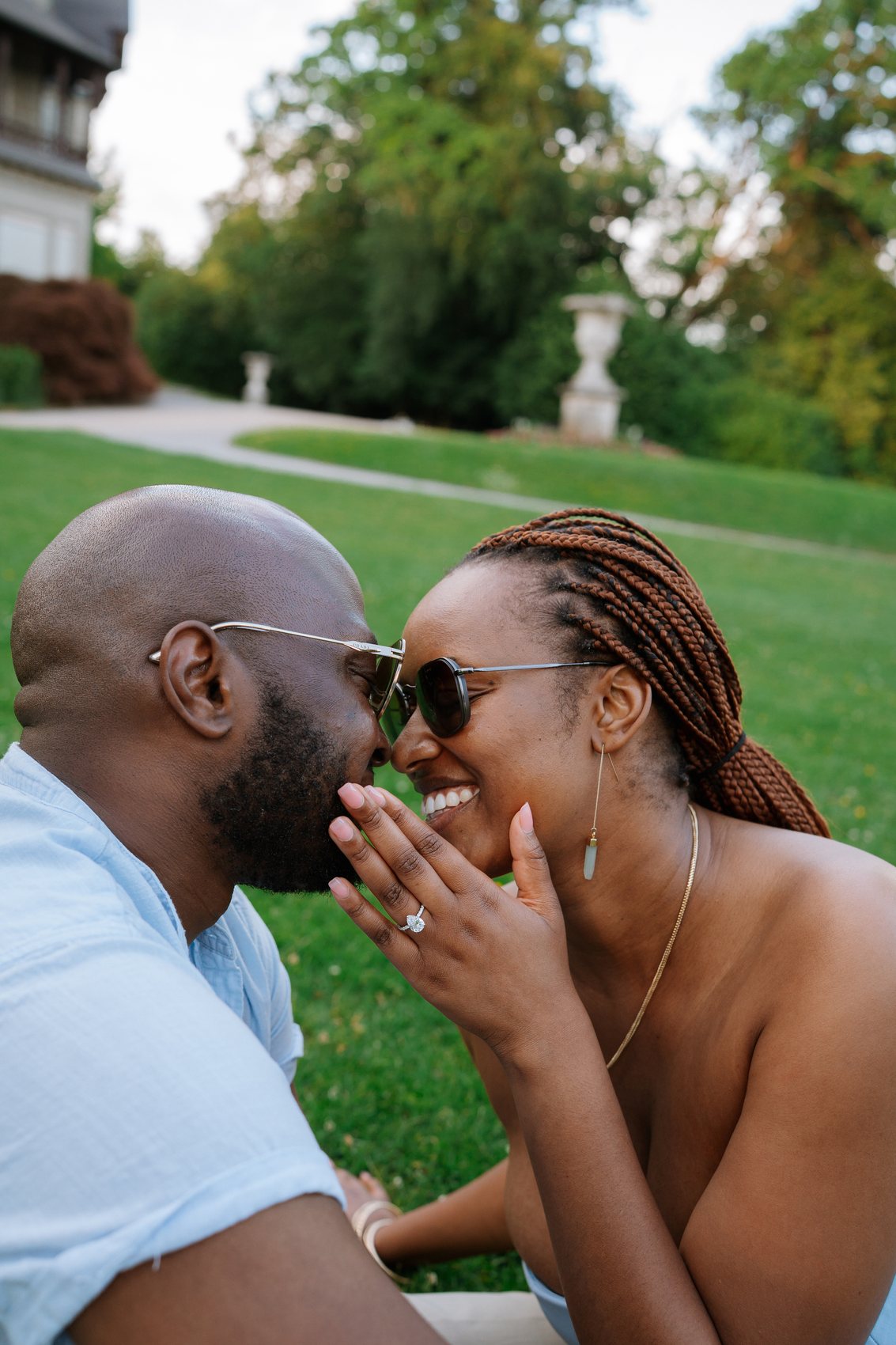 Forehead to forehead in the golden evening light