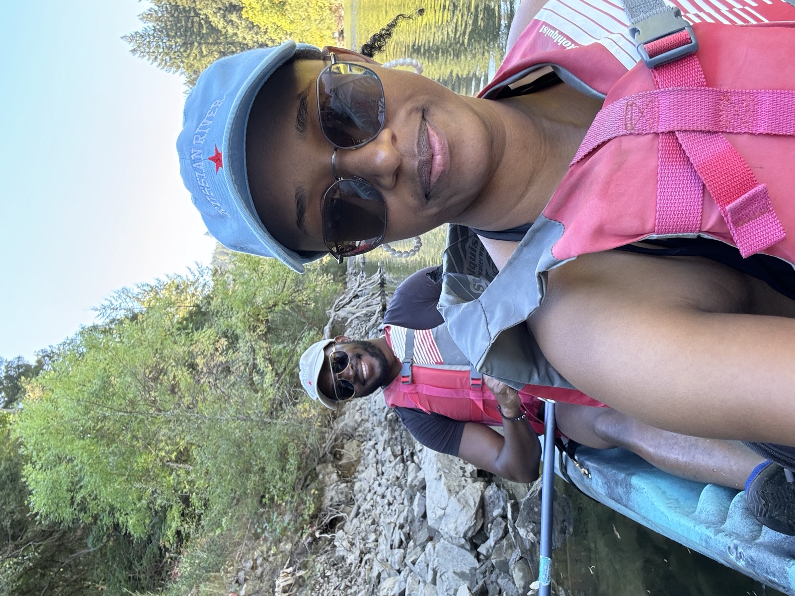Sally and Adetunji kayaking the Russian River, September 2024